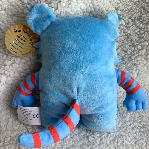 The Tooth Brigade Blue Monster Tooth Fairy Pillow w Pocket Plush Stuffed Animal - Picture 5 of 13